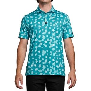 Bad Birdie Waterboy Retired Dot Bam Bam Teal Preppy Golf Polo  Athletic Shirt L